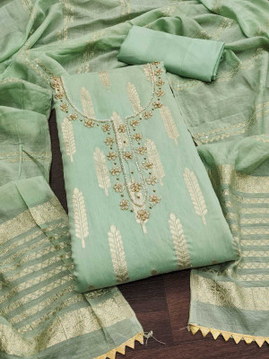 ALSHOP Jacquard Embellished Salwar Suit Material
