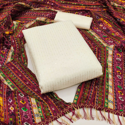 PANZORA Chanderi Embroidered Salwar Suit Material
