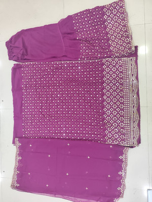 CLOTHLEMON Georgette Embroidered Kurta & Sharara Fabric