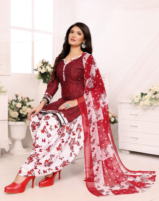 KURTAKULTURE Crepe Printed Salwar Suit Material