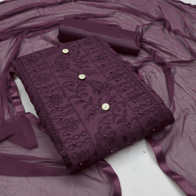 ALL IN ONE Cotton Blend Embroidered Salwar Suit Material