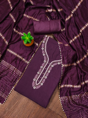 manvaa Cotton Blend Embellished Salwar Suit Material