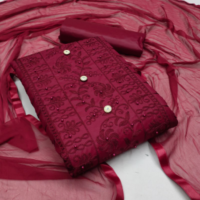 ALL IN ONE Cotton Blend Embroidered Salwar Suit Material