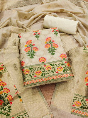 Divastri Cotton Blend Embroidered Salwar Suit Material