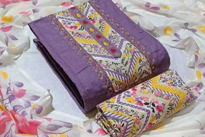 ABODH COLOURS Pure Cotton Embroidered, Printed Salwar Suit Material