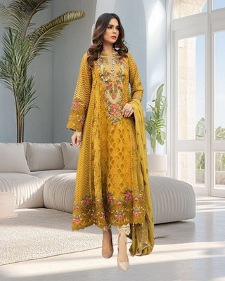 Dealbazaars Corporation Georgette Embroidered, Floral Print, Self Design Salwar Suit Material