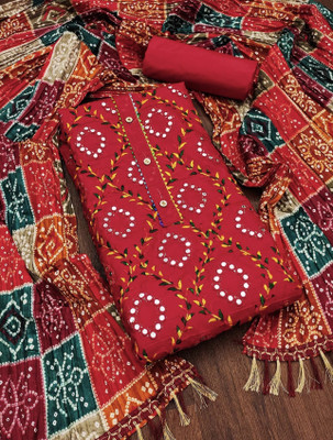 Nayanthara Trends Cotton Blend Embroidered Salwar Suit Material