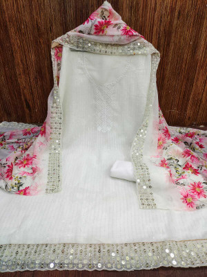 KRUTAGNA CREATION Cotton Blend Embroidered Kurta & Churidar Material