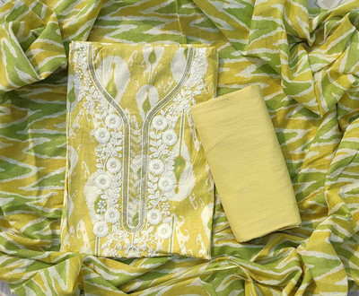 FAB JUNCTION Pure Cotton Printed, Self Design Salwar Suit Material