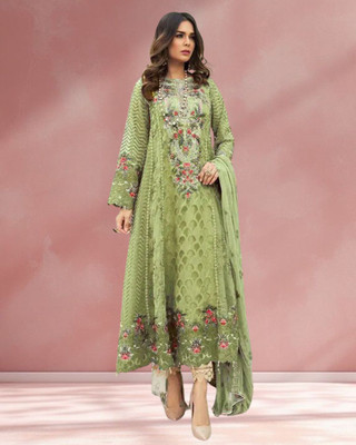 Dealbazaars Corporation Georgette Embroidered Salwar Suit Material