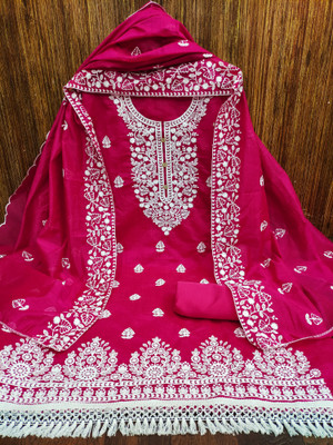 Keshvi Chanderi Embroidered Kurta & Patiyala Material