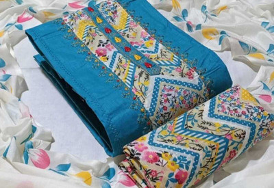 ABODH COLOURS Pure Cotton Embroidered, Printed Salwar Suit Material