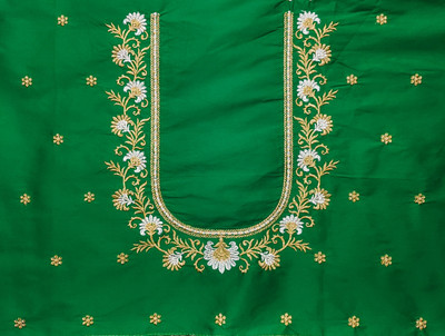 KASHTBHANJAN Art Silk Embroidered Blouse Material