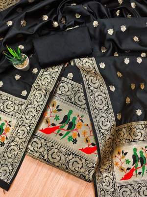 PandadiSaree Silk Blend Printed Salwar Suit Material