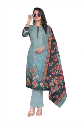 PARADISE PRINTS Cotton Blend Embroidered Salwar Suit Material