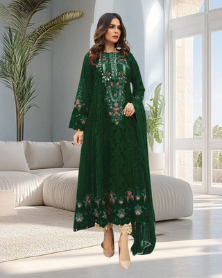 Dealbazaars Corporation Georgette Embroidered Salwar Suit Material
