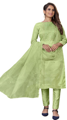 HERE&NOW Organza Embroidered Salwar Suit Material