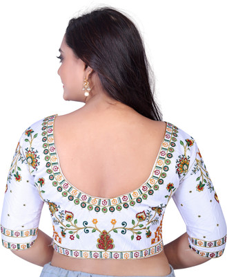 KCF Cotton Silk Embroidered, Embellished Blouse Material