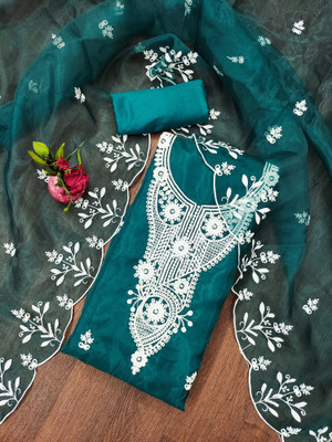 Blissta Organza Embroidered Salwar Suit Material