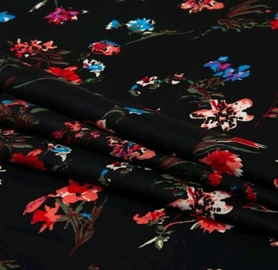JUGNOO Crepe Floral Print Kurta Fabric