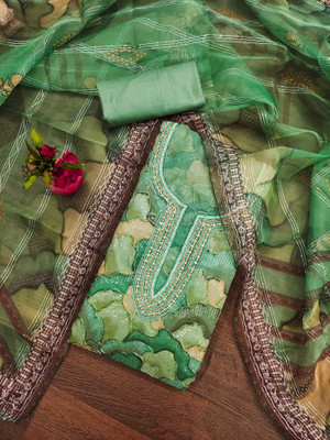 HERE&NOW Organza Embroidered Salwar Suit Material