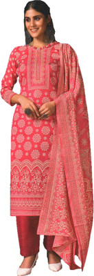 BBQSTYLE Wool Printed Kurta & Palazzo Material