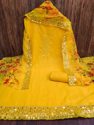 KRUTAGNA CREATION Cotton Blend Embroidered Kurta & Churidar Material