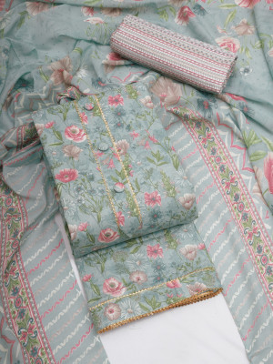 Stylish Designer Cotton Blend Printed Kurta & Churidar Material