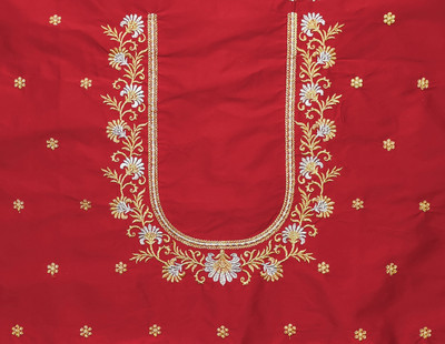 KASHTBHANJAN Art Silk Embroidered Blouse Material