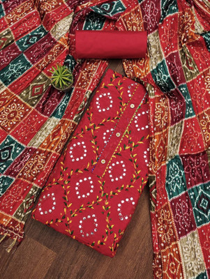 LeeliPeeri Designer Cotton Blend Embroidered Kurta & Palazzo Material