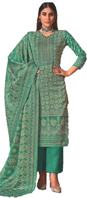 BBQSTYLE Wool Printed Kurta & Palazzo Material