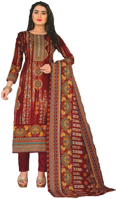 BBQSTYLE Wool Printed Salwar Suit Material