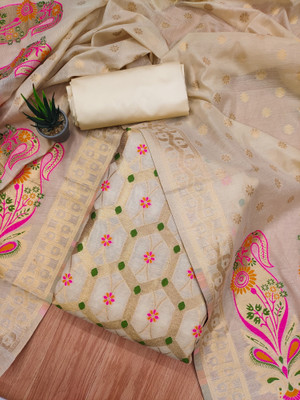 PandadiSaree Cotton Blend Geometric Print Salwar Suit Material