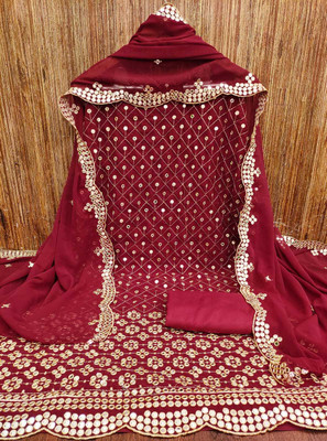 ETHNICBRITY Georgette Embroidered Salwar Suit Material