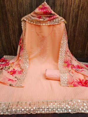 Zanzar Enterprise Organza Self Design Salwar Suit Material