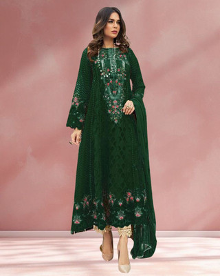 Dealbazaars Corporation Georgette Embroidered Salwar Suit Material