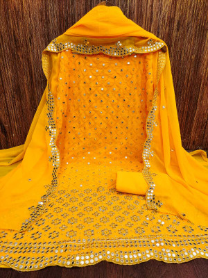 ETHNICBRITY Georgette Embroidered Salwar Suit Material