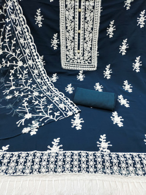 shankhpushpi Georgette Embroidered Salwar Suit Material