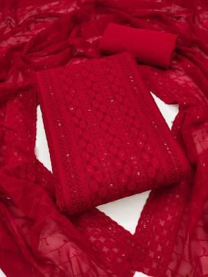sarvopar fab Georgette Embroidered Salwar Suit Material