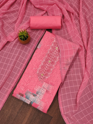 manvaa Cotton Blend Embellished Salwar Suit Material