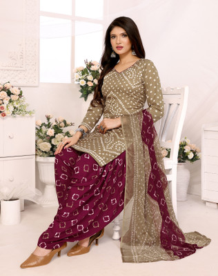 KASHII ENTERPRISE Crepe Polka Print Salwar Suit Material