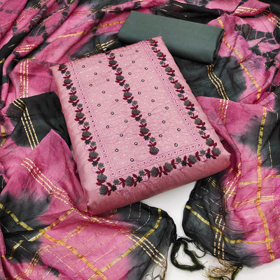 manvaa Pure Silk Embroidered Salwar Suit Material