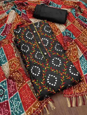 LeeliPeeri Designer Cotton Blend Embroidered Kurta & Palazzo Material