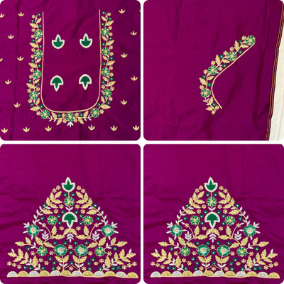 Blouseji Cotton Silk Embroidered Blouse Material