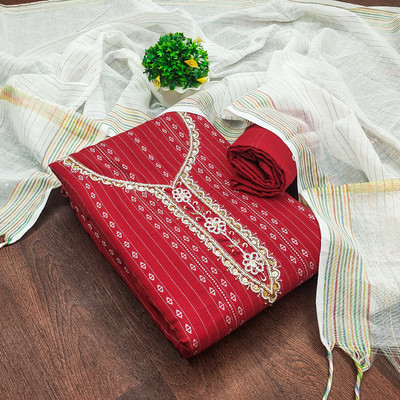 Wonaya Fab Cotton Linen Self Design Salwar Suit Material
