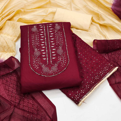 RSTWISTER Cotton Blend Self Design Kurta & Churidar Material