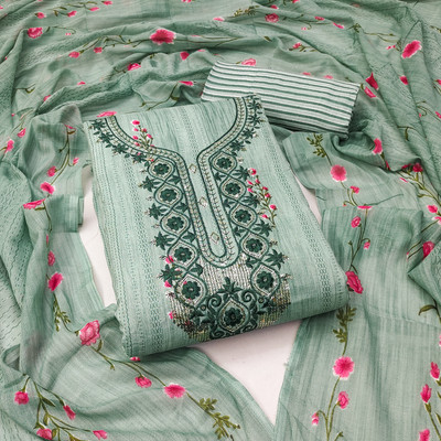 Fasdest Cotton Blend Embroidered Salwar Suit Material