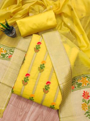 PandadiSaree Cotton Blend Striped Salwar Suit Material