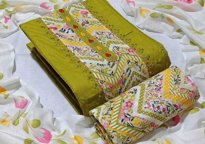 ABODH COLOURS Pure Cotton Embroidered, Printed Salwar Suit Material
