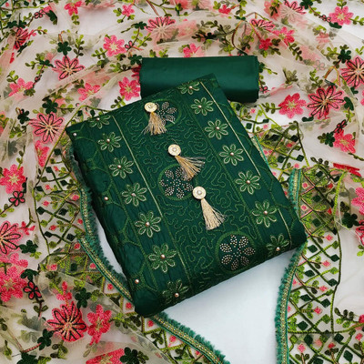 KRUTAGNA CREATION Cotton Blend Embroidered Kurta & Churidar Material